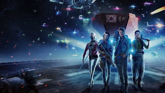 Space Sweepers characters with spaceships in background