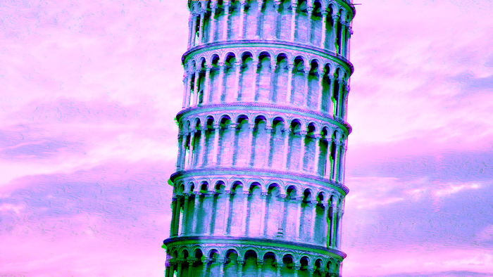 The Leaning Tower of Pisa with Psychedelic Glitch Art Effect