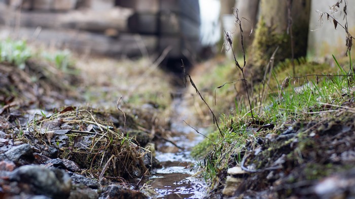 Small stream flowing through a natural outdoor environment