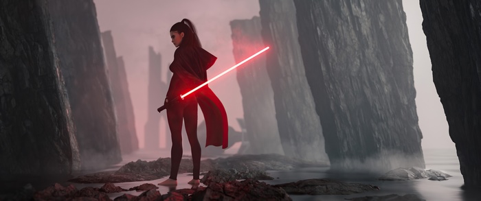 Woman Warrior with Red Lightsaber