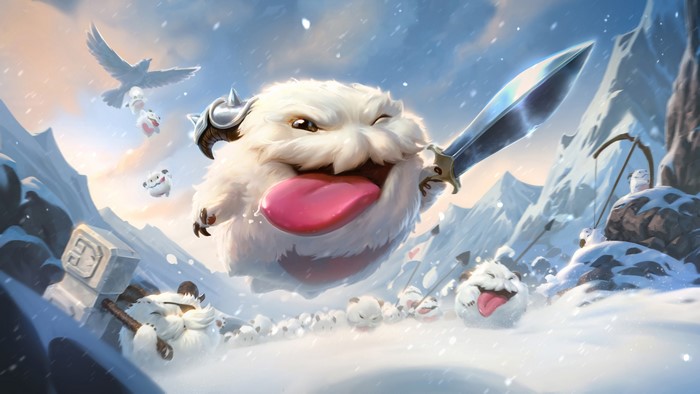 Poros from League of Legends in a snowy landscape