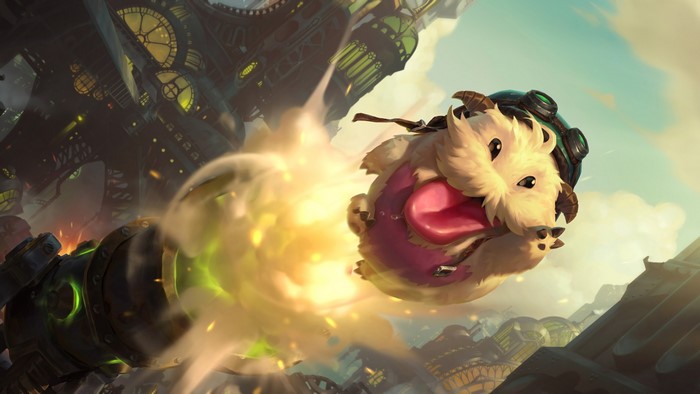 Poro from League of Legends launching from a cannon
