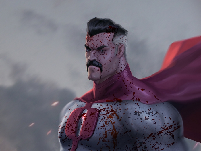 Omni-Man covered in blood