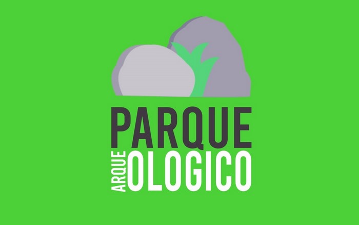 Parque Ecologico logo with rocks and plants