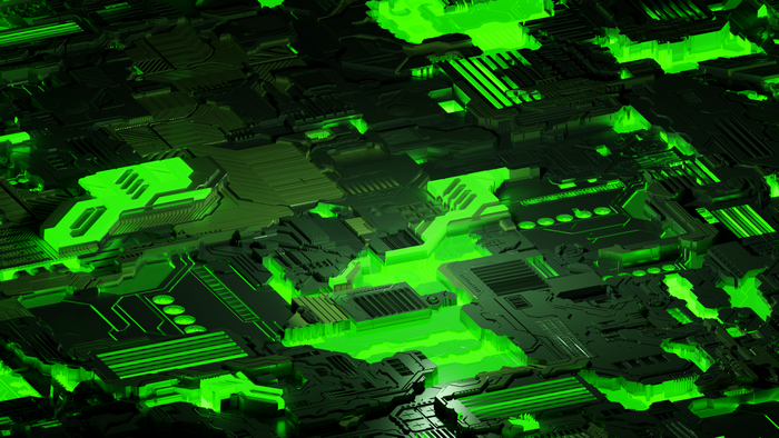 Abstract green glowing circuit board technology