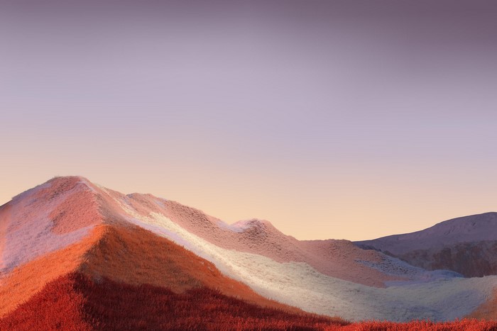 Colorful mountain landscape under a gradient sky