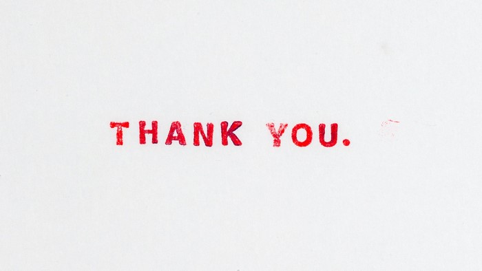 Red "THANK YOU." text on white background