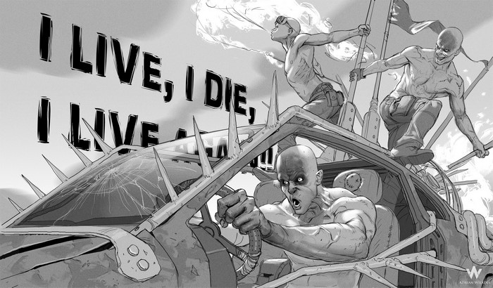 War Boys from Mad Max: Fury Road in a car