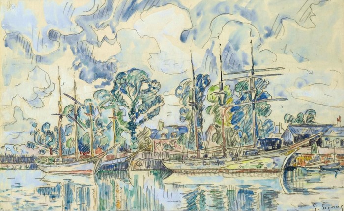 Boats in a Harbor by Paul Signac