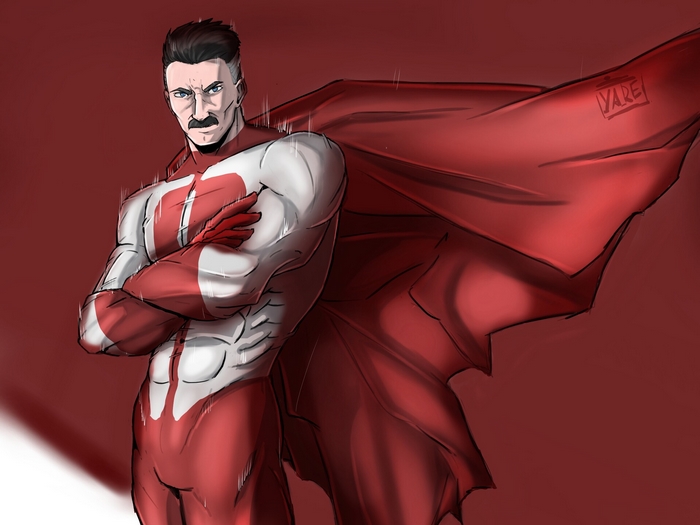 Omni-Man from Invincible with red cape