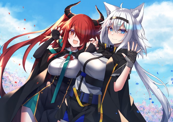 Anime girls with horns and animal ears