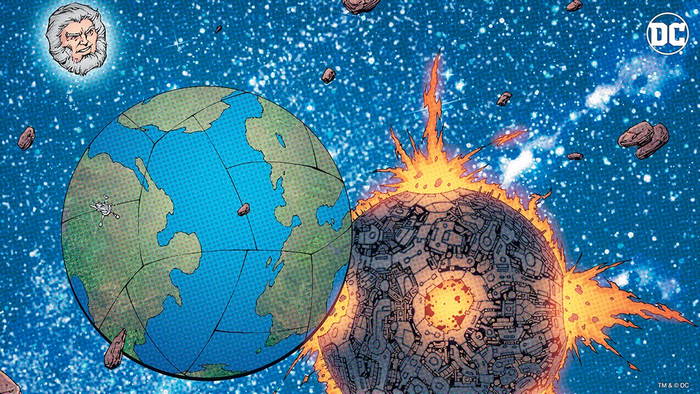The Monitor and a planet exploding in space