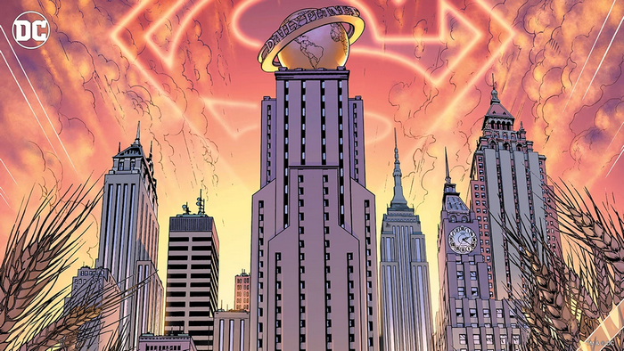 Daily Planet Building in Metropolis with Superman logo