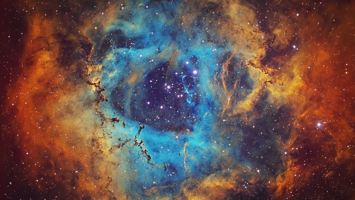 Colorful nebula with stars and cosmic dust
