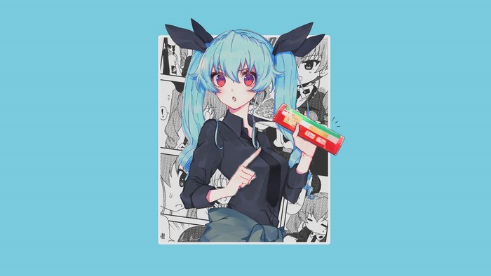 Anchovy from Girls und Panzer holding a cassette tape