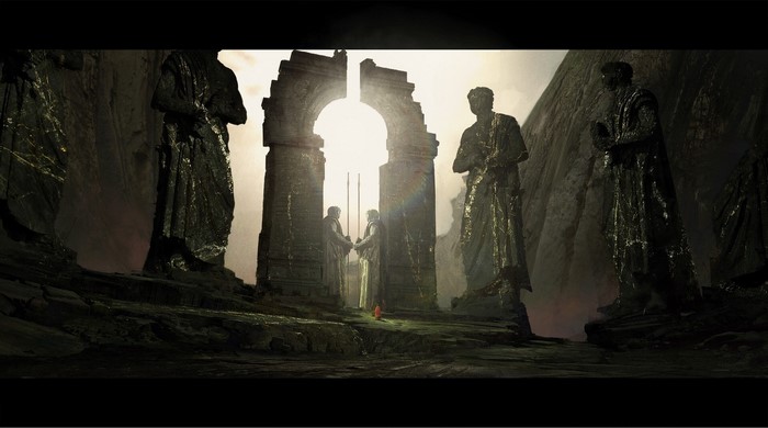 Fantasy art by Anton Nazarenko featuring statues