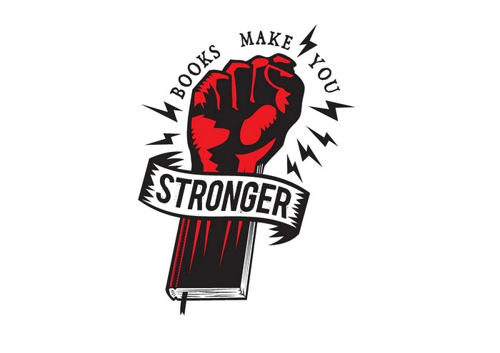 Artwork by Nick McFarlane: Books Make You Stronger