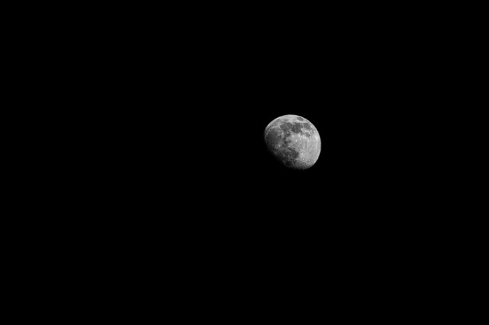 4K Monochrome Moon in Dark Sky
