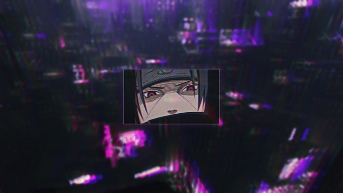 Uchiha Itachi from Naruto with purple background
