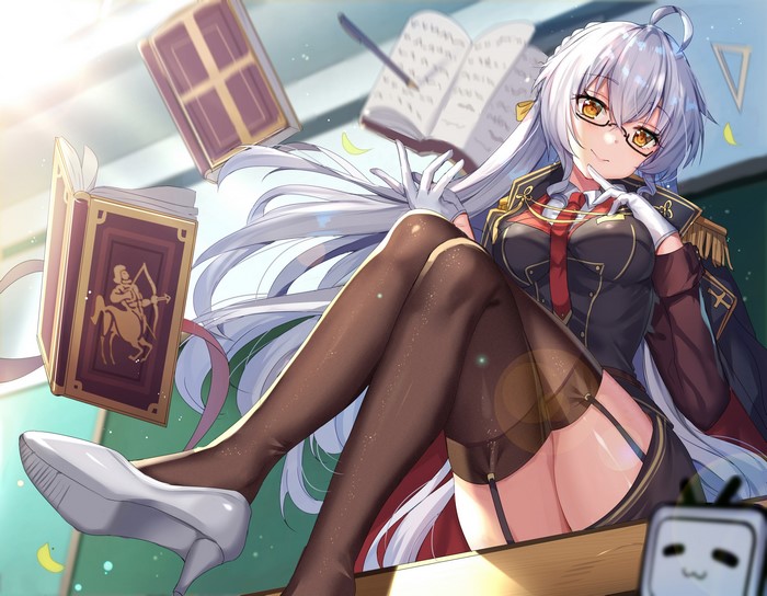 Teacher with White Hair and Glasses