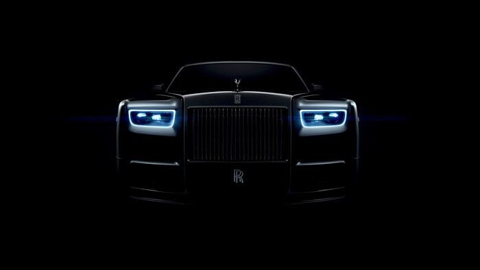 Rolls-Royce Phantom with illuminated headlights