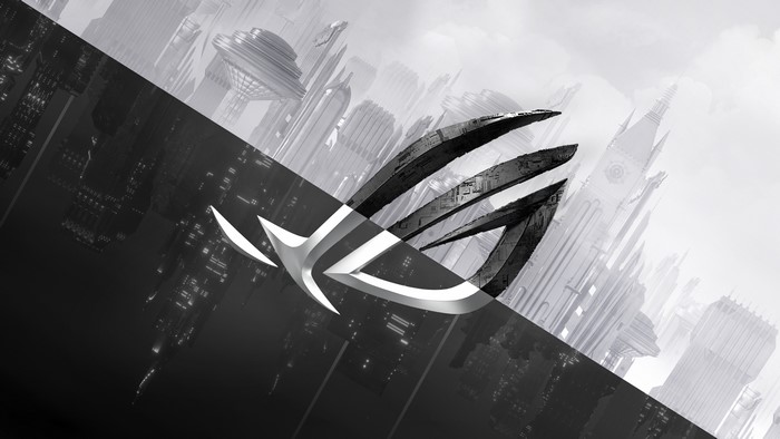 ASUS Republic of Gamers Logo with Cityscape