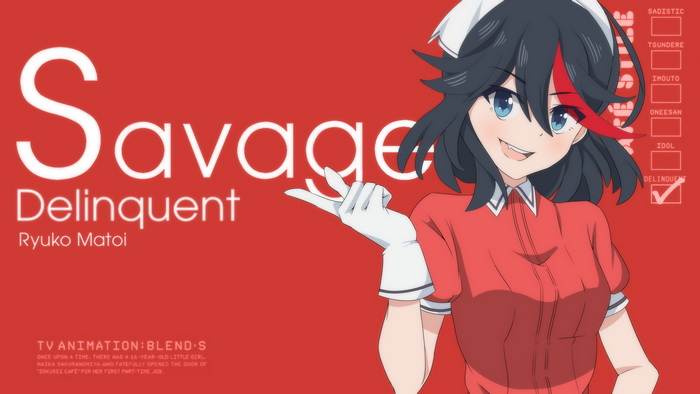Ryuko Matoi from Kill la Kill as a waitress in Blend S