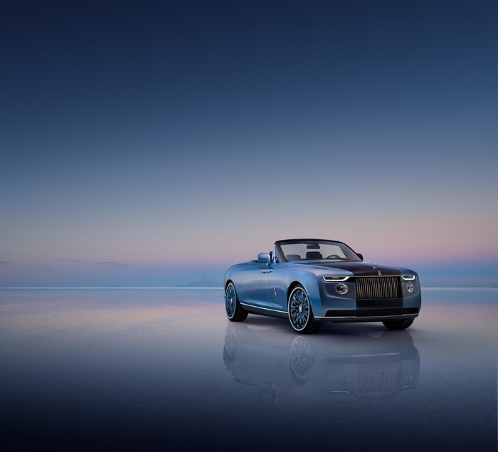 Rolls-Royce Boat Tail convertible on reflective surface