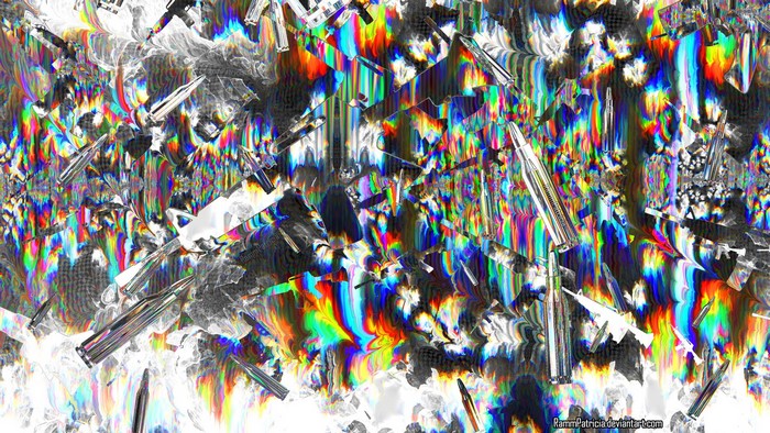 Abstract psychedelic rifles and bullets digital art