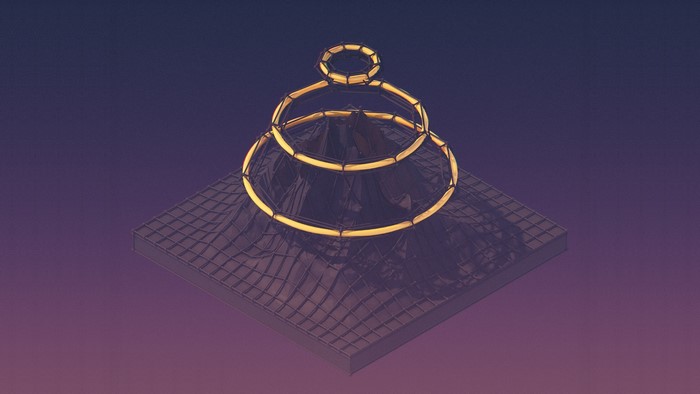 Abstract digital art with golden rings