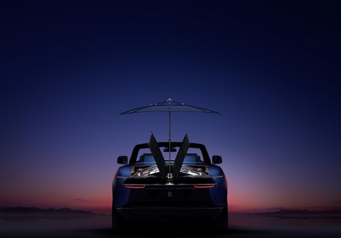 Rolls-Royce Boat Tail with Umbrella at Dusk