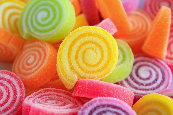 Colorful swirl jelly candies