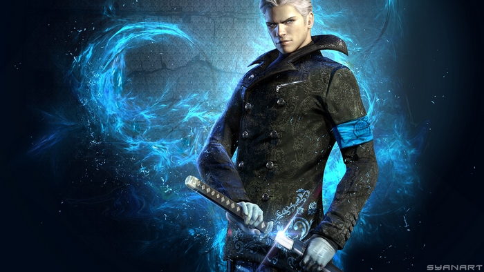 Vergil from DmC Devil May Cry with blue energy