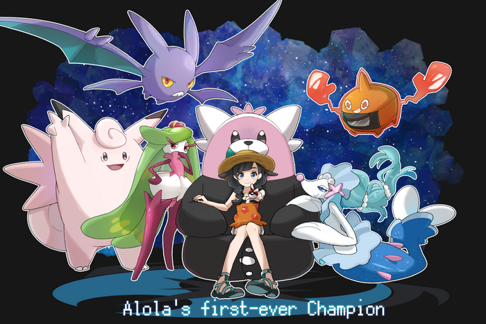 Pokémon Alola's First-Ever Champion Selene and her team