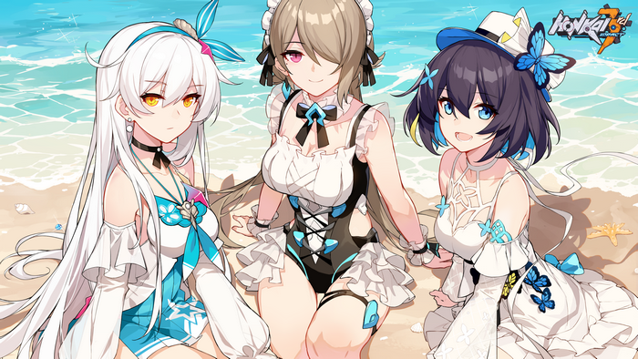 Rita Rossweisse and friends from Honkai Impact 3rd at the beach
