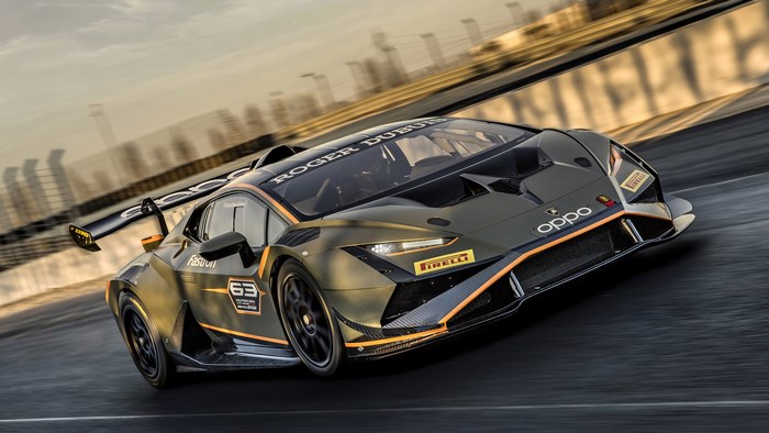 Lamborghini Huracan Super Trofeo EVO2 race car on track