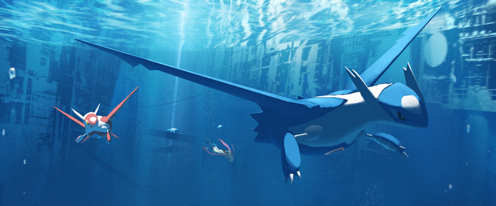 4K Latios and Latias underwater artwork
