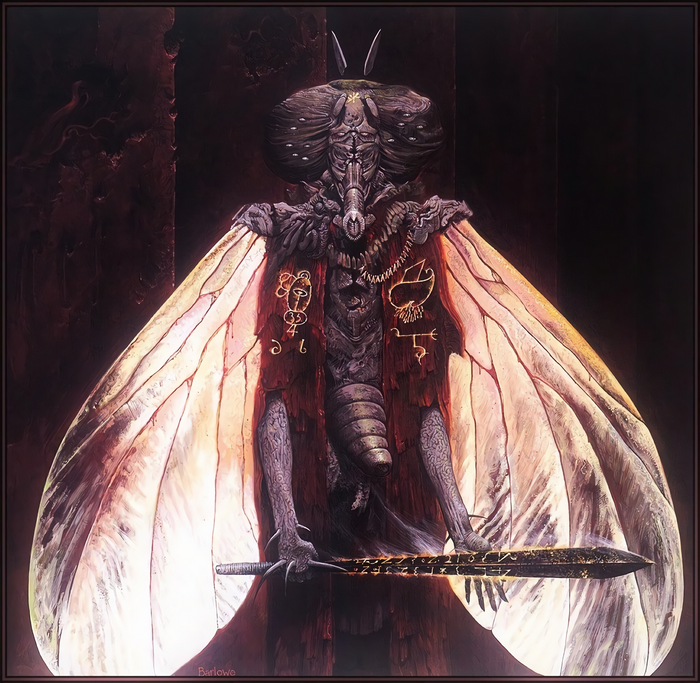 Demon with wings and sword by Wayne Barlowe