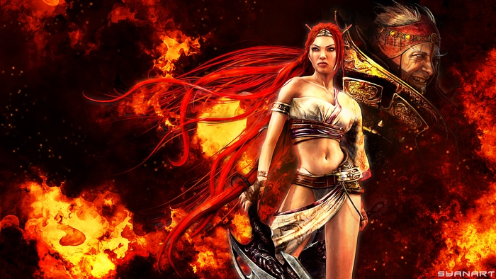 Nariko from Heavenly Sword with a male figure
