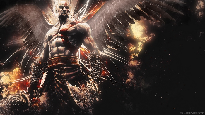 Kratos from God Of War 3 with Wings