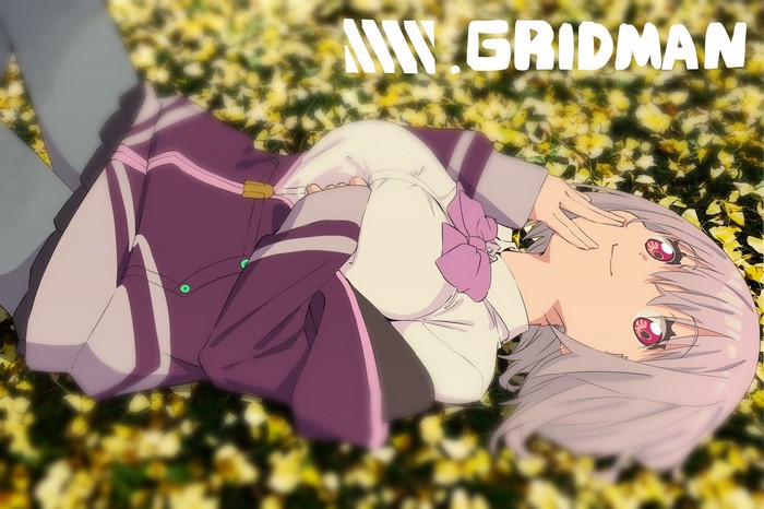 Akane Shinjou from SSSS.GRIDMAN lying on leaves