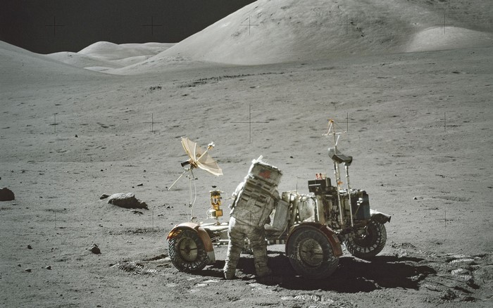 Astronaut with Lunar Rover on the Moon