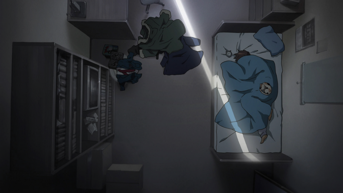 Kyon from The Melancholy of Haruhi Suzumiya sleeping in a room