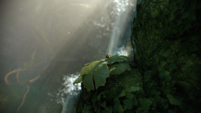 Ivara from Warframe near a waterfall