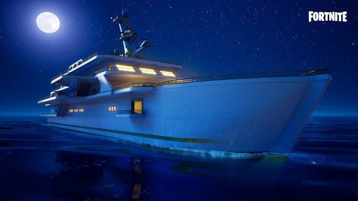 Fortnite Yacht at Night Under the Moon
