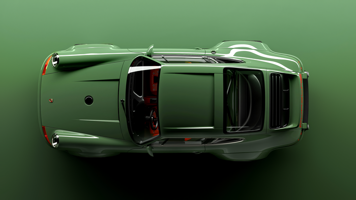 4K Green Porsche 911 Top View