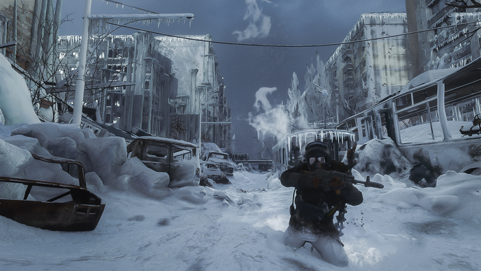Artyom from Metro: Last Light with Kalashnikov in Novosibirsk