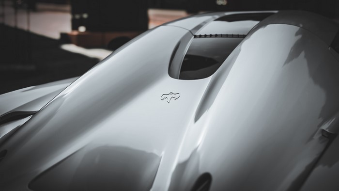 Silver Koenigsegg Regera rear emblem