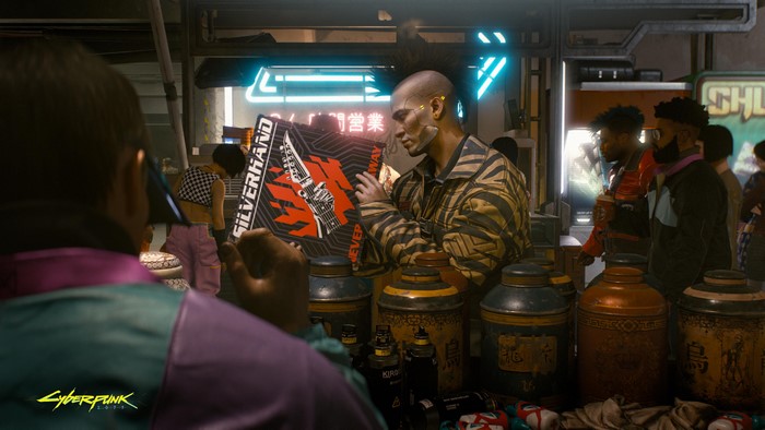 Cyberpunk 2077: Man holding Silverhand poster