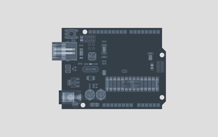Arduino Uno circuit board x-ray